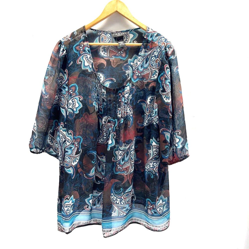 Separates by New York City Design Semi Sheer Paisley Top Women's Plus Size 22/24